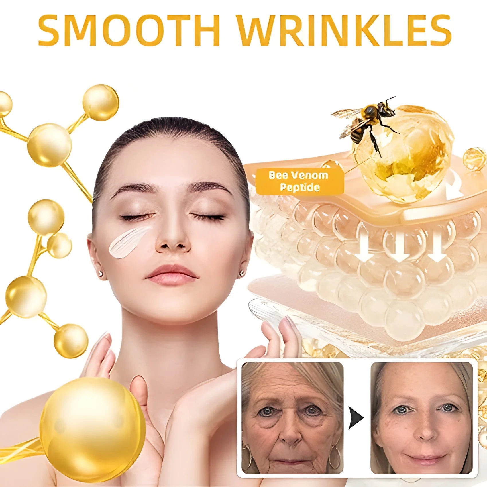 150g Bee Venom Moisturizing Firming Moisturizing Cream, Moisturizing and Smoothing | Non-Greasy, Gentle and Suitable for Sensitive Light Beige | Hypoallergenic | Suitable for Whole Body Use, Squeeze Type