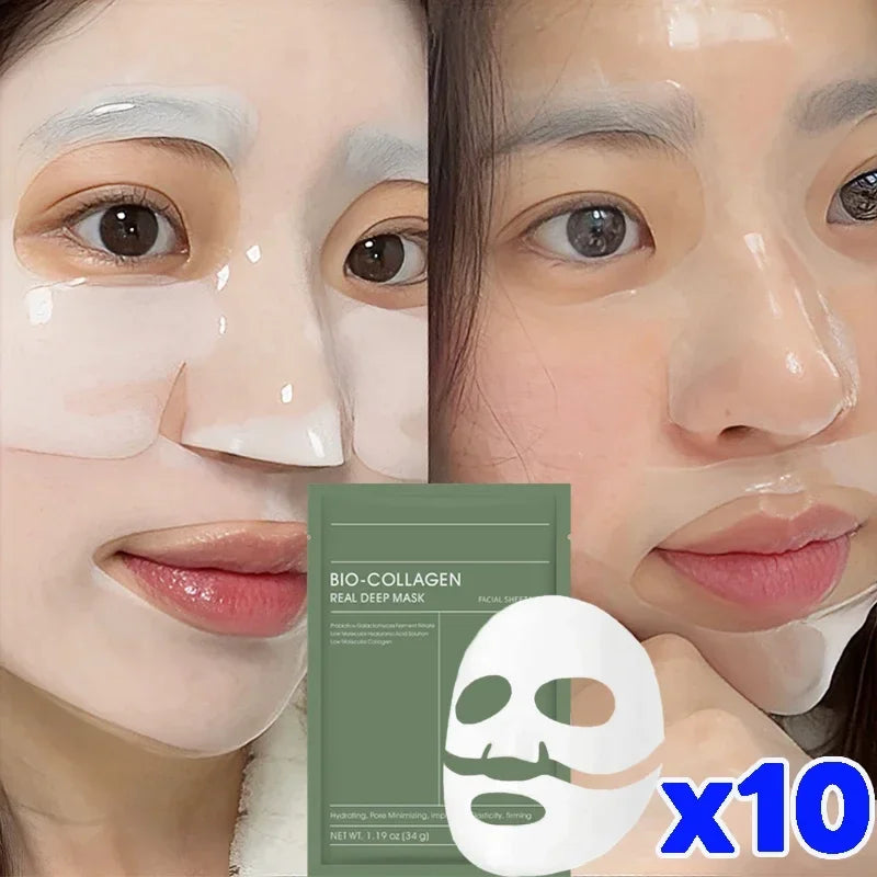 Bio Collagen Facial Mask Shrink Pores Deep Hydrating Moisturizing Split Mask Firming Nourish Brighten Skin Care Korean Cosmetics