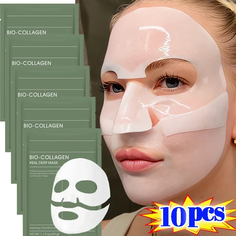 Bio Collagen Facial Mask Shrink Pores Deep Hydrating Moisturizing Split Mask Firming Nourish Brighten Skin Care Korean Cosmetics